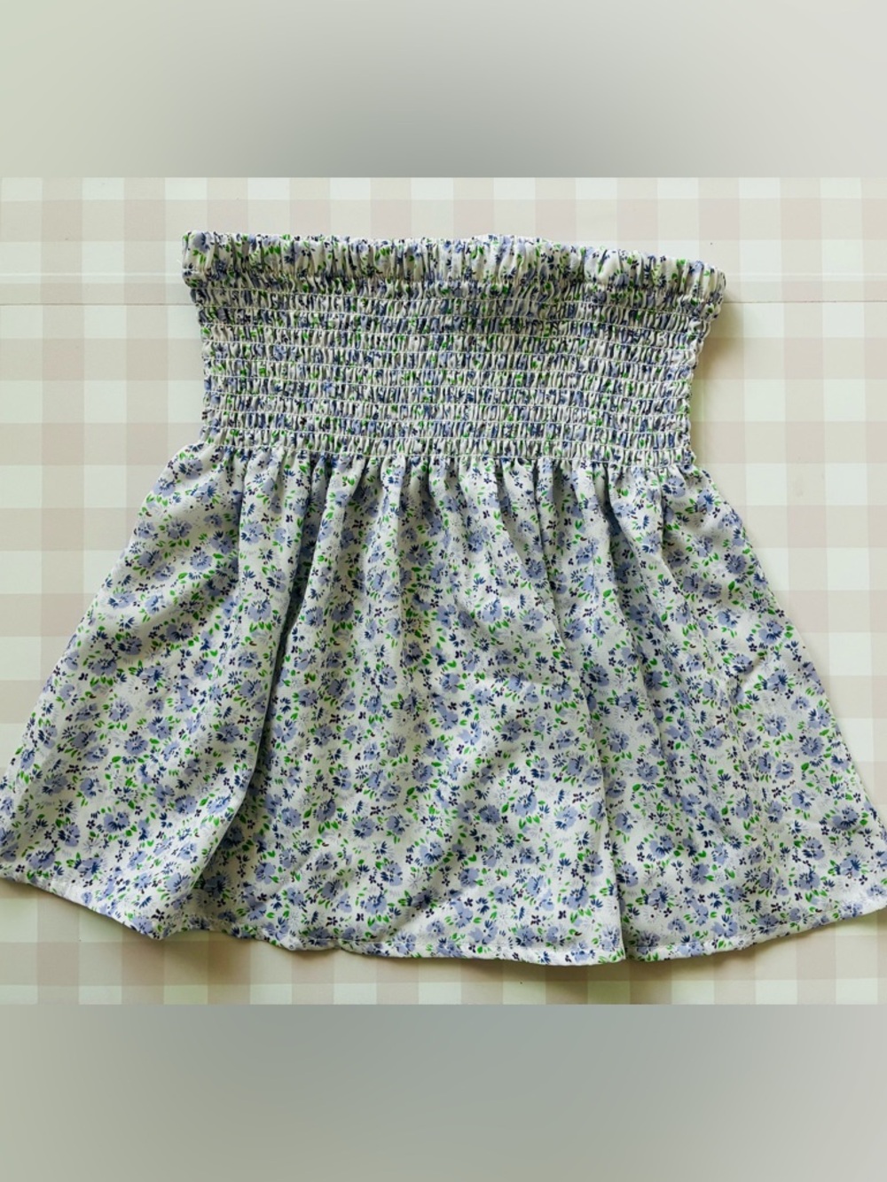 Little English White Skirt with Blue and Green Floral Print